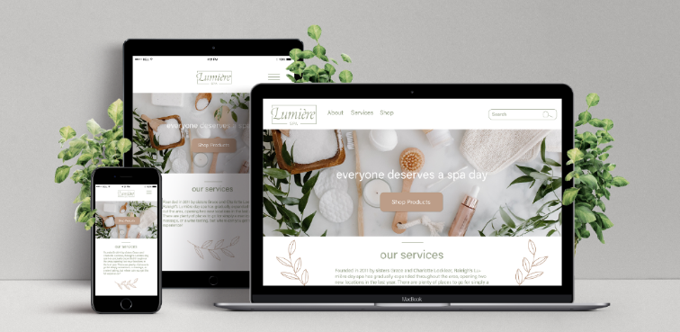 Website design for desktop, tablet, and mobile screens